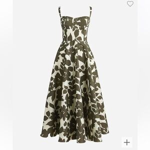 J.Crew Collection Sweetheart A-Line Midi Dress Leafy Floral Size 14